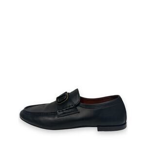 VALENTINO Black Calfskin Leather V Logo Slip-On Loafers Shoes Size 41.5 US 11.5
